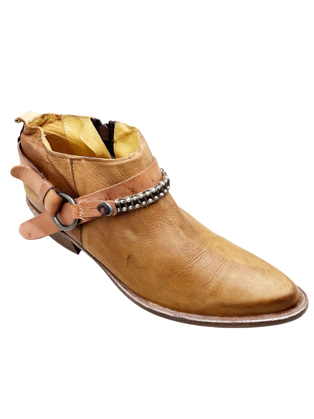 {Matisse} Prescott Distressed Leather Ankle Boots with a Studded Belt
